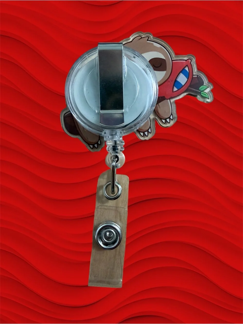 Cute Sleeping Sloth Badge Reel
